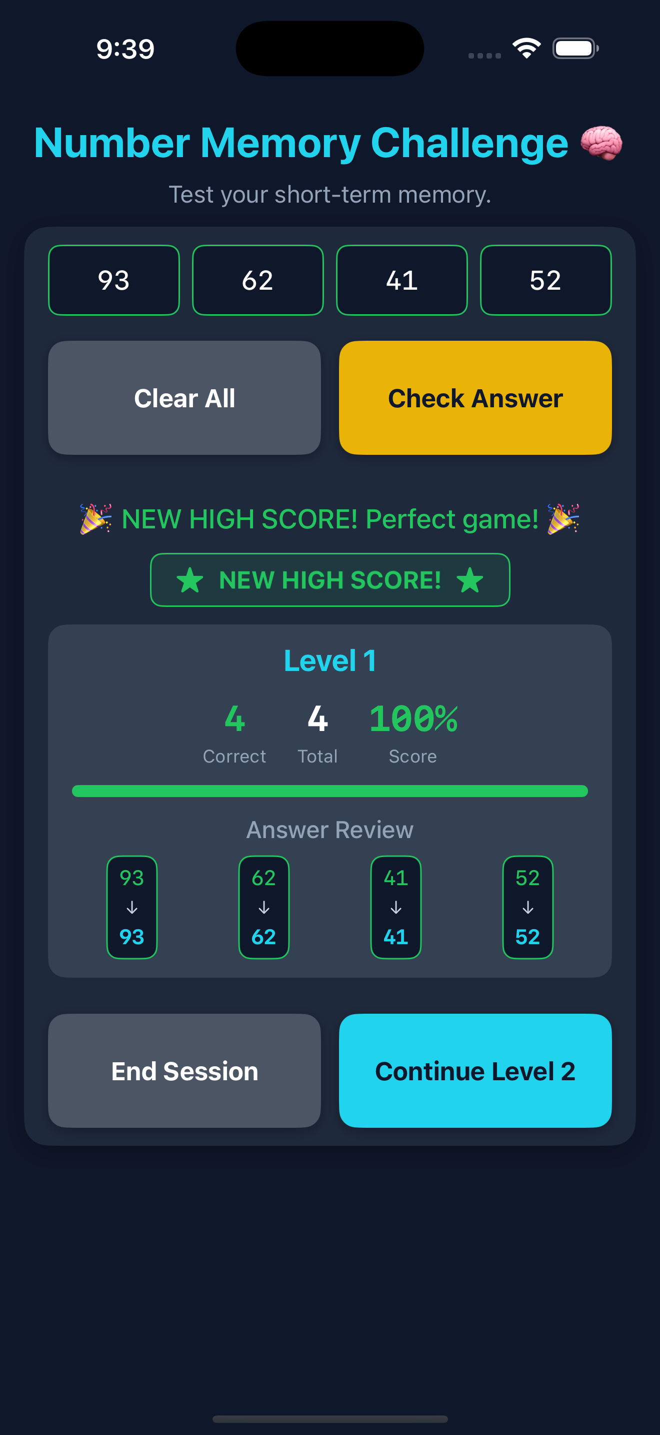 Perfect Score - 100% accuracy